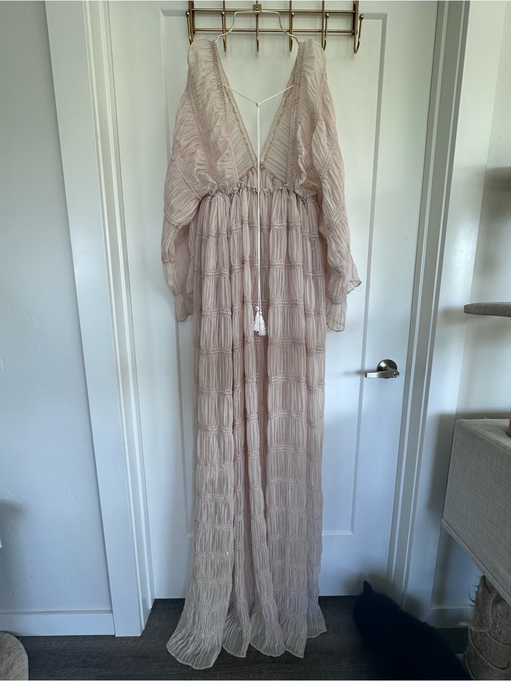 YEWEN Maternity Bohemian Maternity or Wedding Dress in Blush Fits Size S-L - Picture 5 of 16